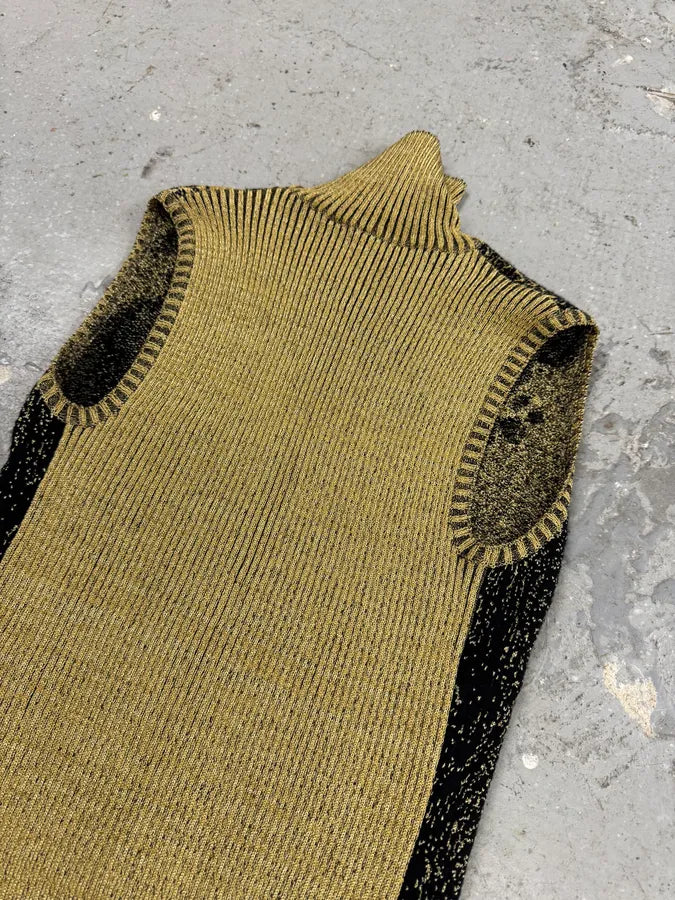 2000s Cavalli Golden Panther Sleeveless High Neck Sweater ranwrsd 5