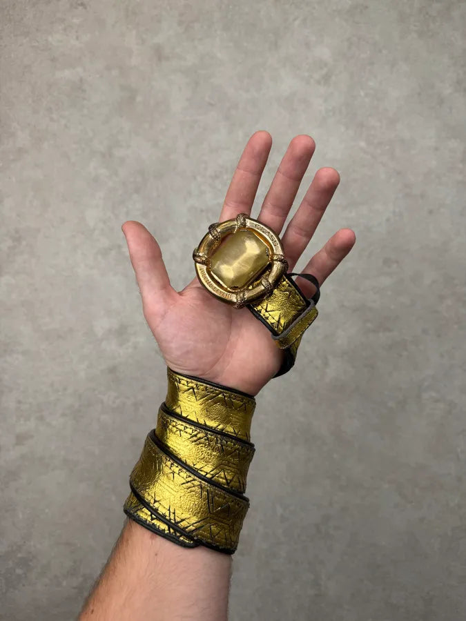 2000s Cavalli Golden Maya Jewel Leather Belt RjkOdyr 1