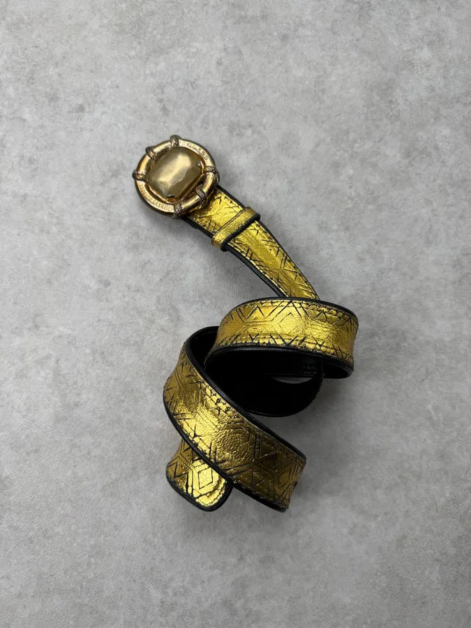 2000s Cavalli Golden Maya Jewel Leather Belt RjkOdyr 2