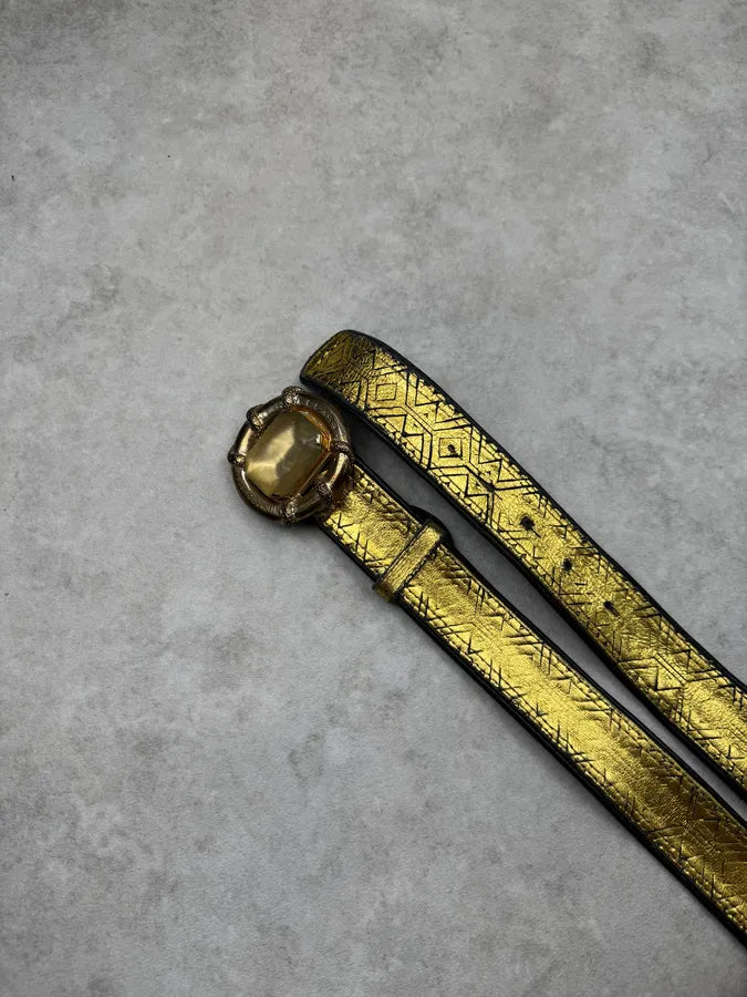 2000s Cavalli Golden Maya Jewel Leather Belt RjkOdyr 4