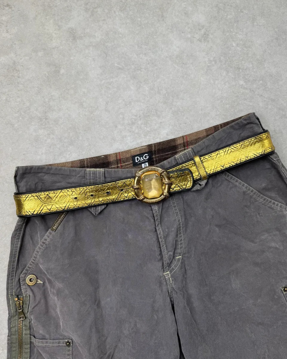 2000s Cavalli Golden Maya Jewel Leather Belt RjkOdyr 0