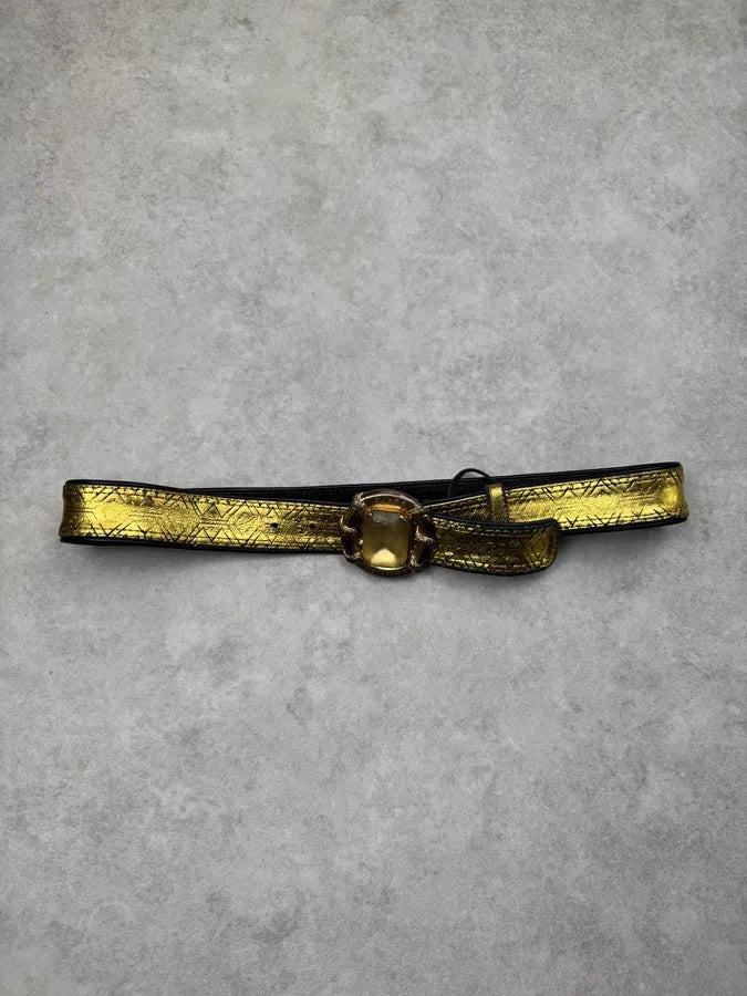 2000s Cavalli Golden Maya Jewel Leather Belt RjkOdyr 3
