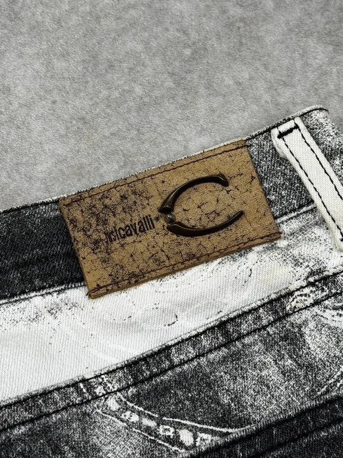 AW2003 Cavalli Gradient White & Grey Tribal Pants  WOuQwdK 11