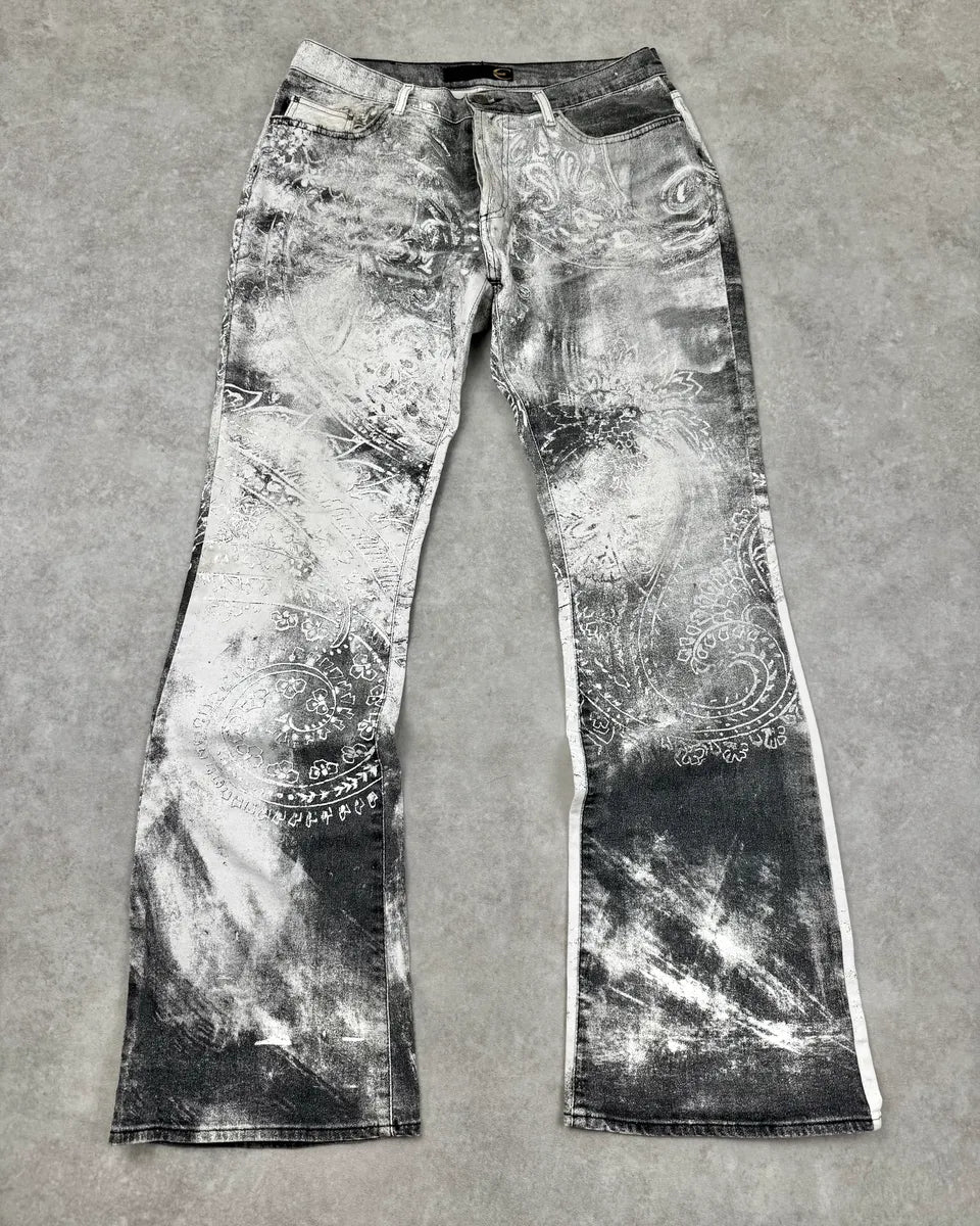 AW2003 Cavalli Gradient White & Grey Tribal Pants  WOuQwdK 3
