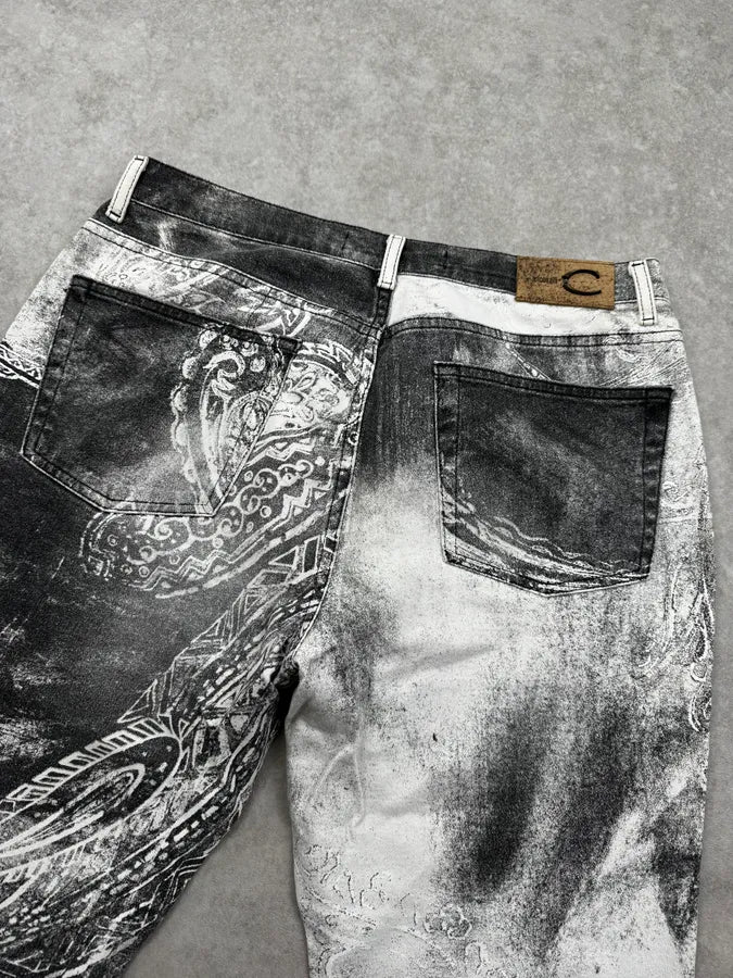 AW2003 Cavalli Gradient White & Grey Tribal Pants  WOuQwdK 6