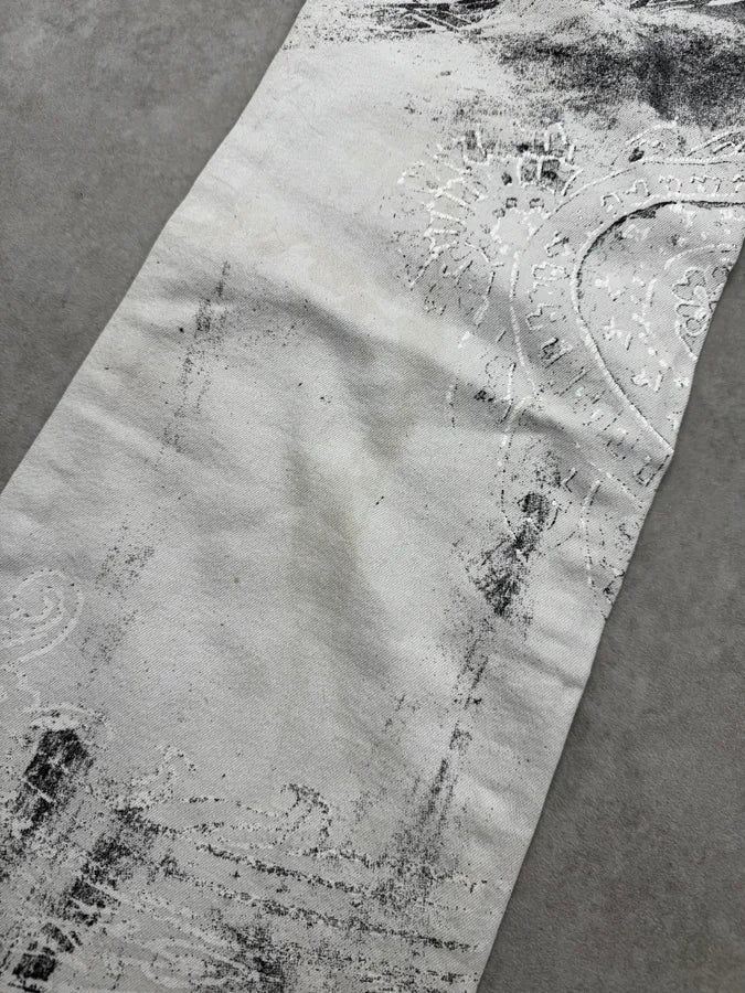 AW2003 Cavalli Gradient White & Grey Tribal Pants  WOuQwdK 9