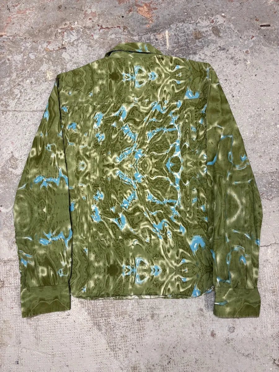 2000s Cavalli Green Land Water Shirt ocWXSaz 1