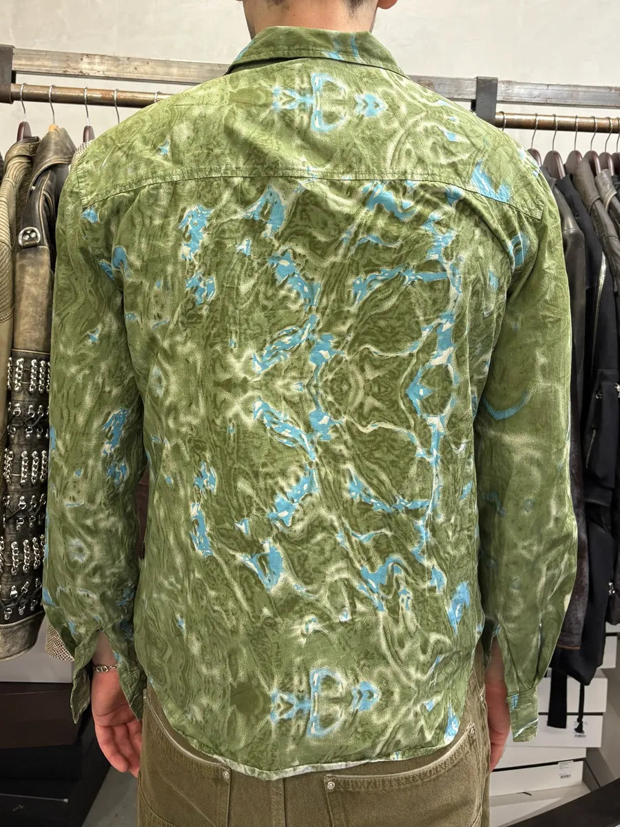 2000s Cavalli Green Land Water Shirt ocWXSaz 3