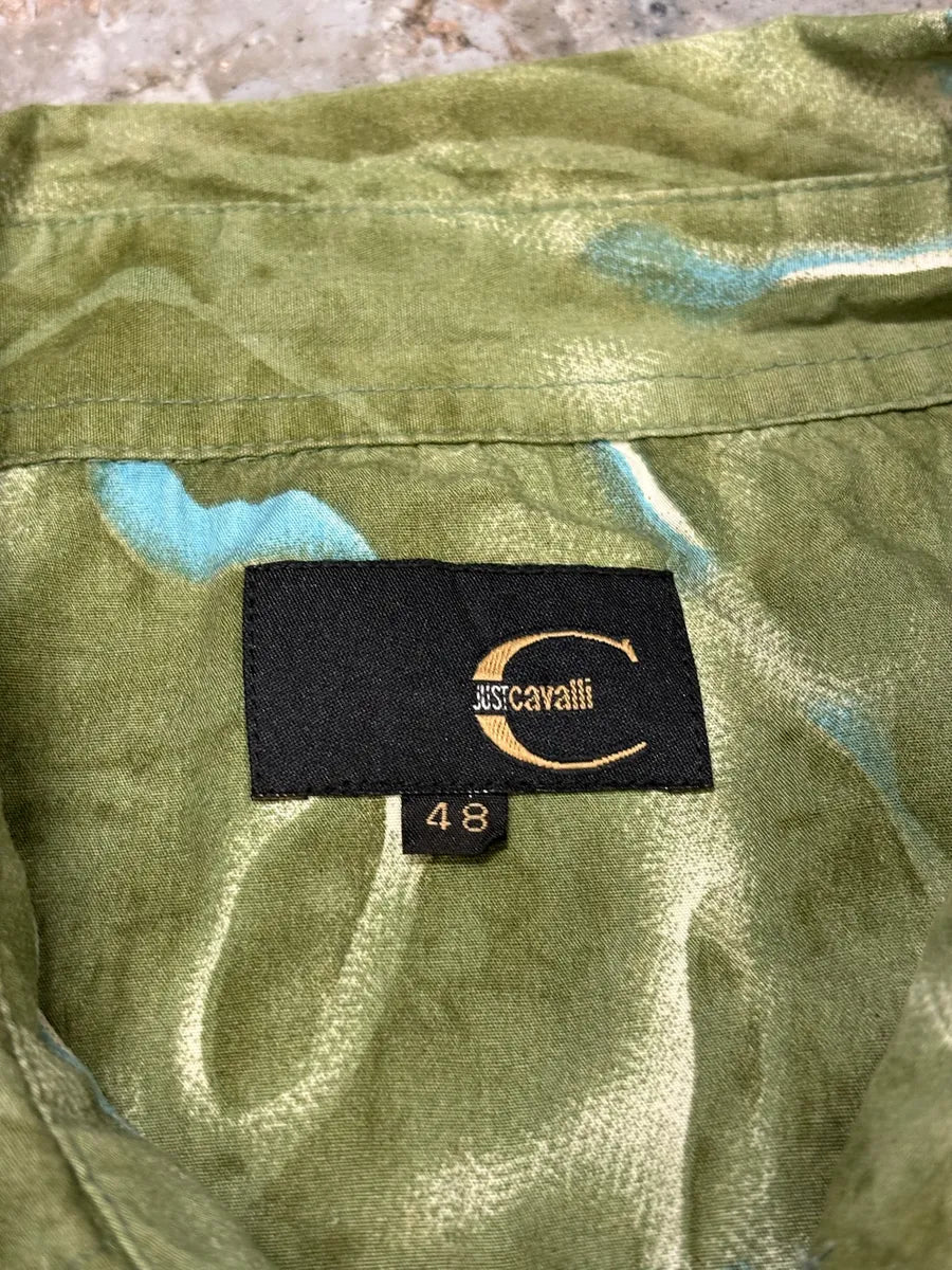 2000s Cavalli Green Land Water Shirt ocWXSaz 4