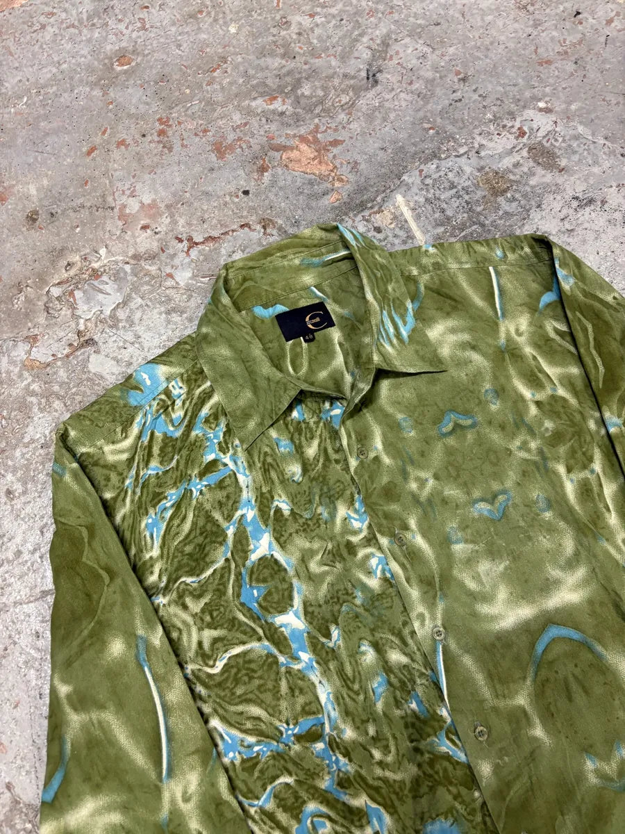 2000s Cavalli Green Land Water Shirt ocWXSaz 5