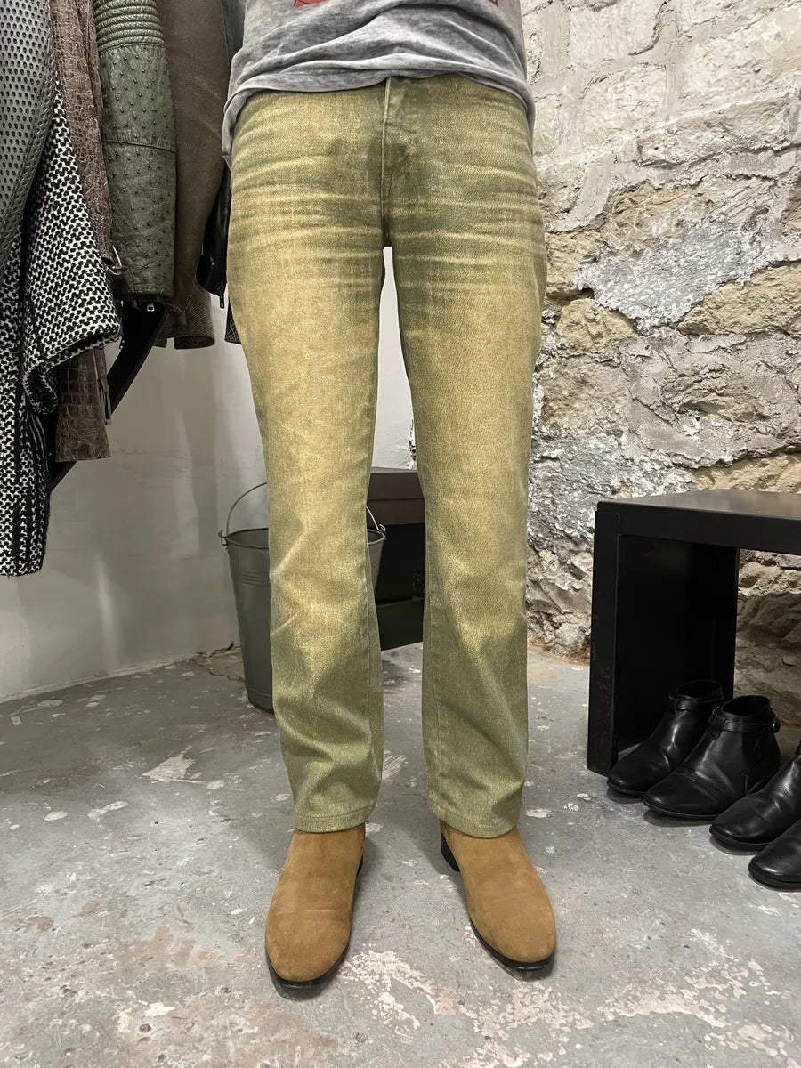2000s Cavalli Green Sun Faded Pants (XS) 1