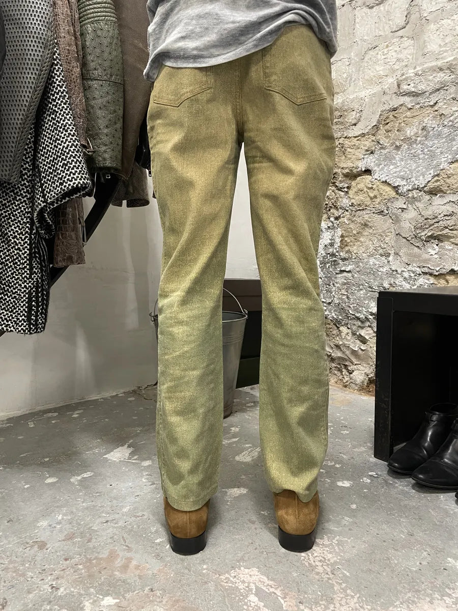 2000s Cavalli Green Sun Faded Pants (XS) 2