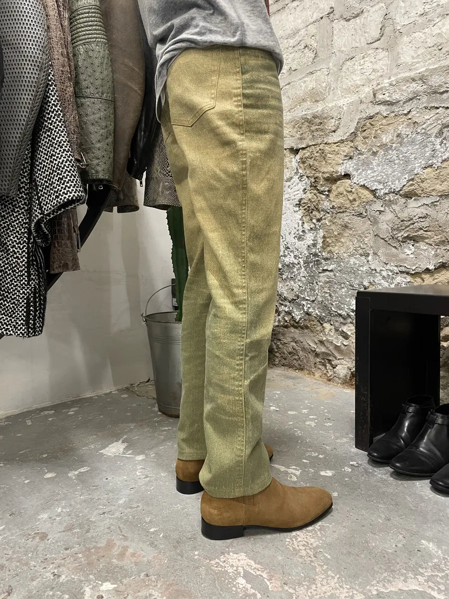 2000s Cavalli Green Sun Faded Pants (XS) 3
