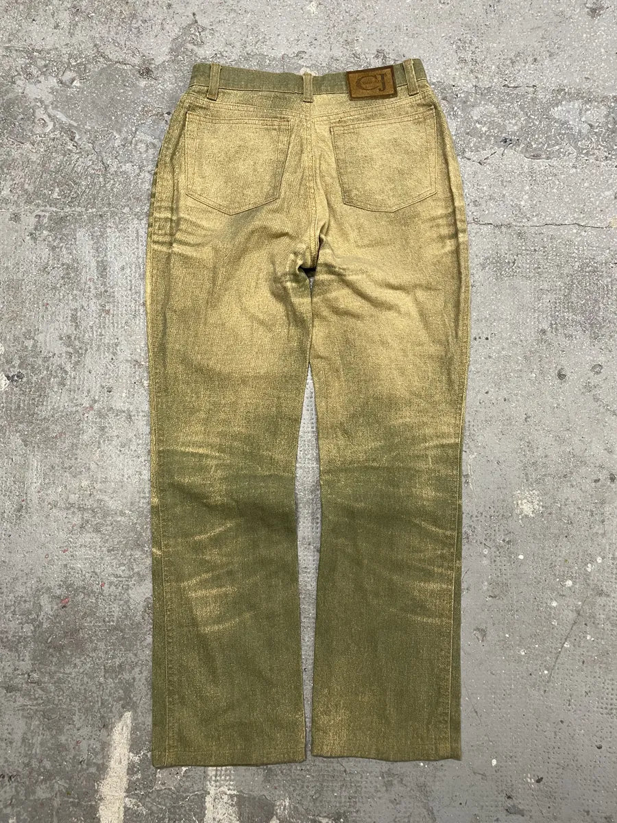 2000s Cavalli Green Sun Faded Pants (XS) 4