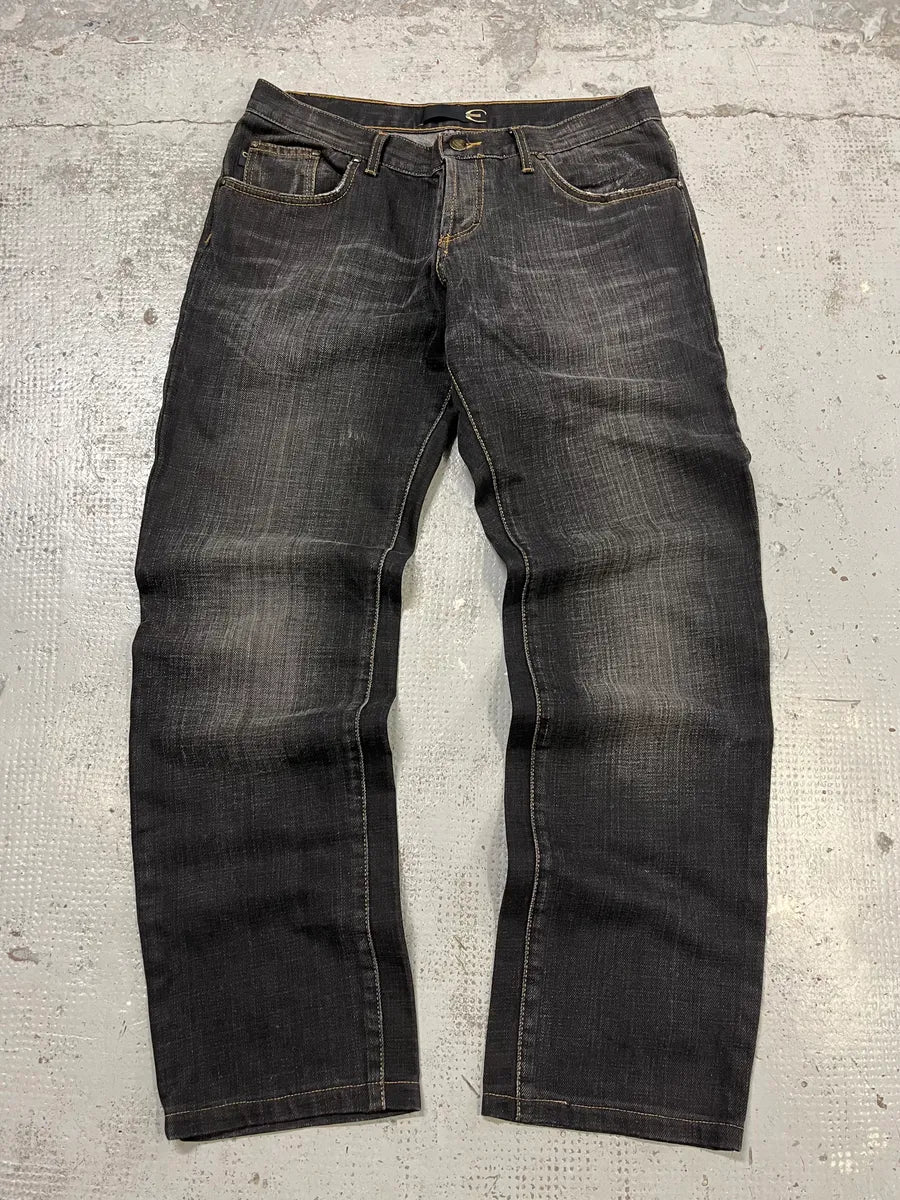 2000s Cavalli Grey & Black Faded Straight Denim Jeans MlihaaK 0