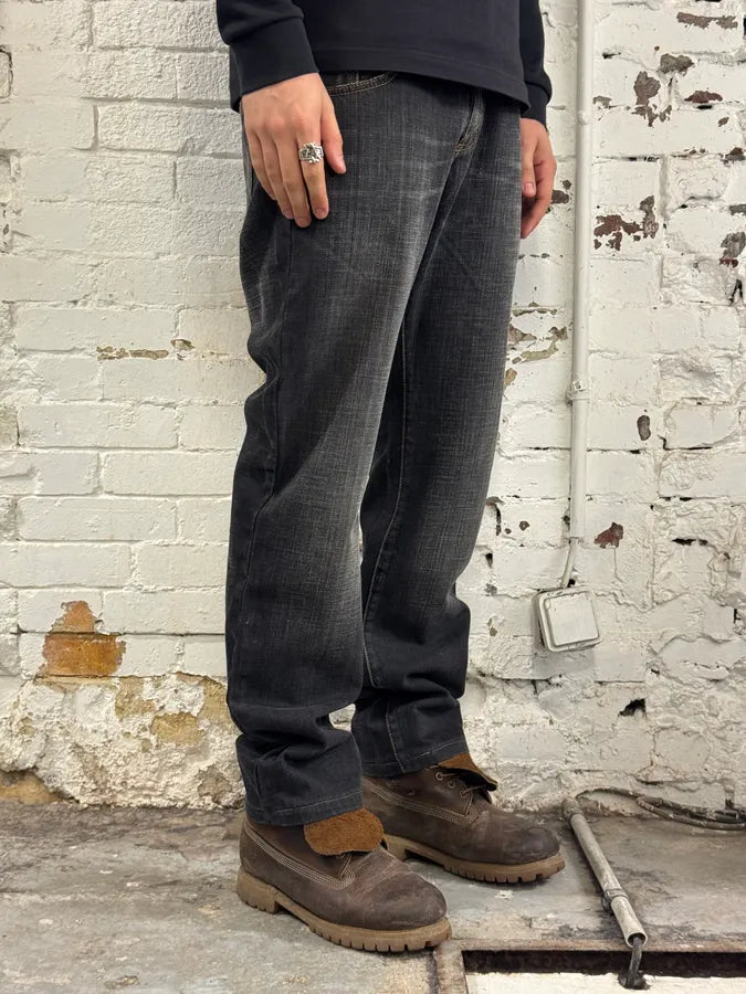 2000s Cavalli Grey & Black Faded Straight Denim Jeans MlihaaK 2