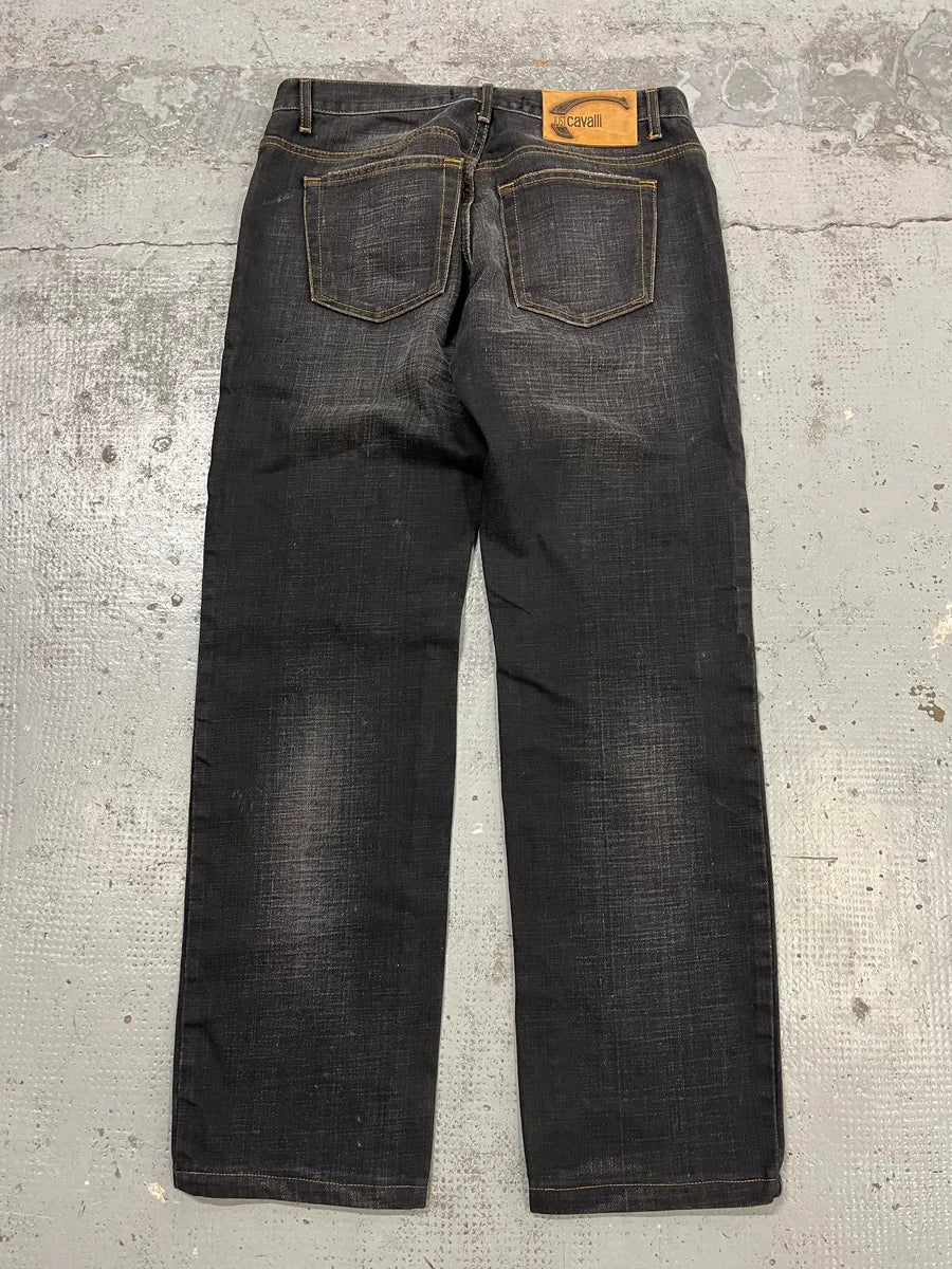 2000s Cavalli Grey & Black Faded Straight Denim Jeans MlihaaK 7