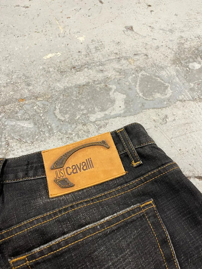 2000s Cavalli Grey & Black Faded Straight Denim Jeans MlihaaK 9
