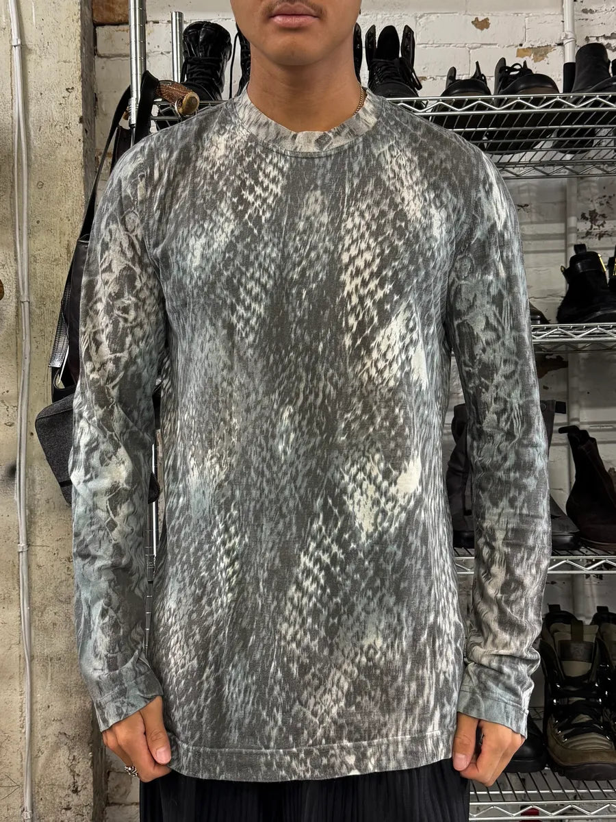 2000s Cavalli Grey Blue Snake Print Longsleeves AHUwxqf 1