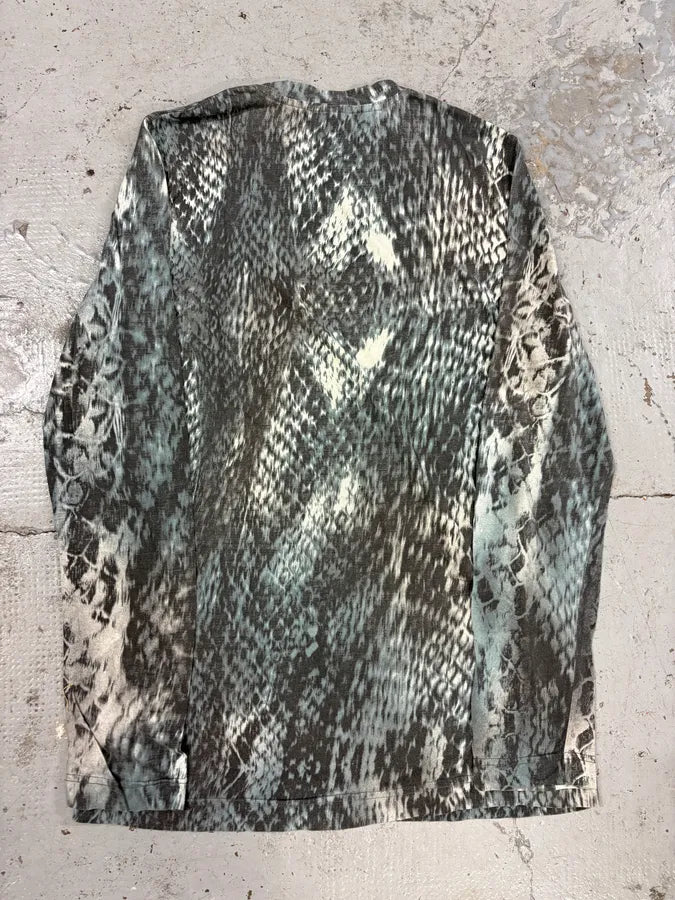 2000s Cavalli Grey Blue Snake Print Longsleeves AHUwxqf 5