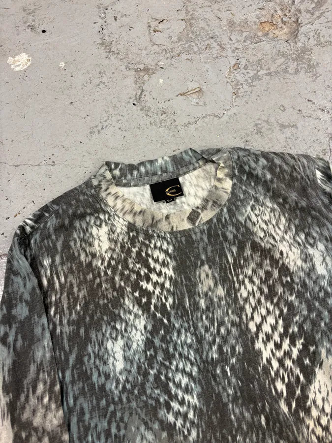 2000s Cavalli Grey Blue Snake Print Longsleeves AHUwxqf 4