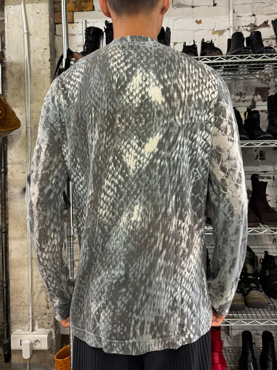 2000s Cavalli Grey Blue Snake Print Longsleeves AHUwxqf 2