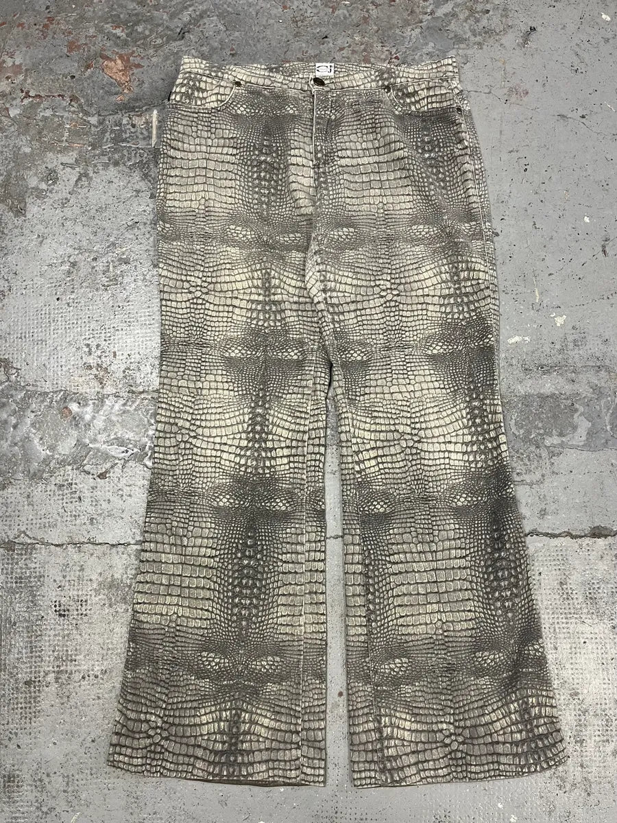 2000s Cavalli Grey Crocodile Effect Pants LNrKaRh 2