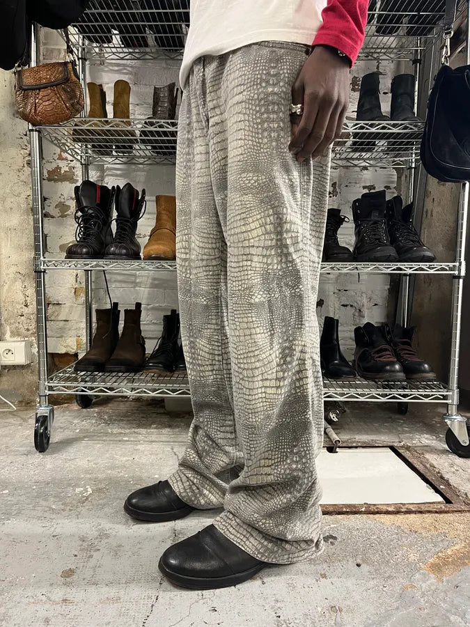 2000s Cavalli Grey Crocodile Effect Pants LNrKaRh 1
