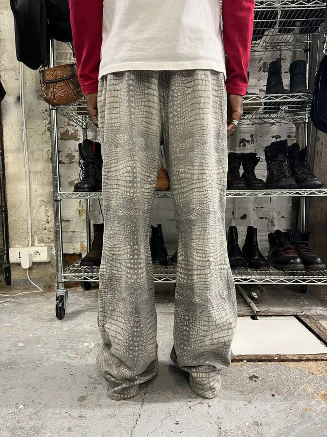 2000s Cavalli Grey Crocodile Effect Pants LNrKaRh 4