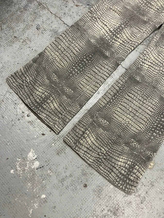 2000s Cavalli Grey Crocodile Effect Pants LNrKaRh 7