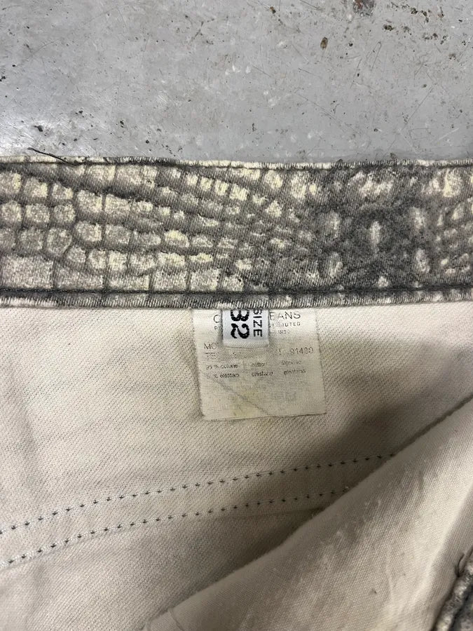 2000s Cavalli Grey Crocodile Effect Pants LNrKaRh 9