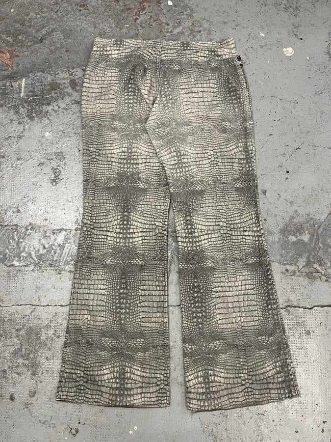 2000s Cavalli Grey Crocodile Effect Pants LNrKaRh 5