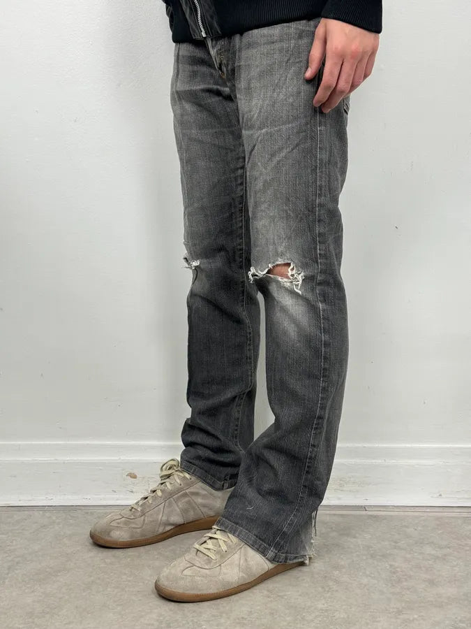 2000s Cavalli Grey Distressed Bootcut Jeans giFxPHG 2