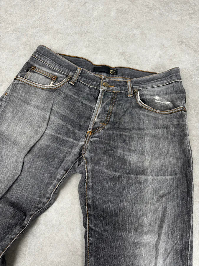 2000s Cavalli Grey Distressed Bootcut Jeans giFxPHG 5