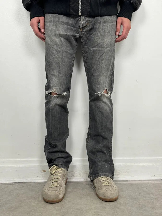 2000s Cavalli Grey Distressed Bootcut Jeans giFxPHG 1