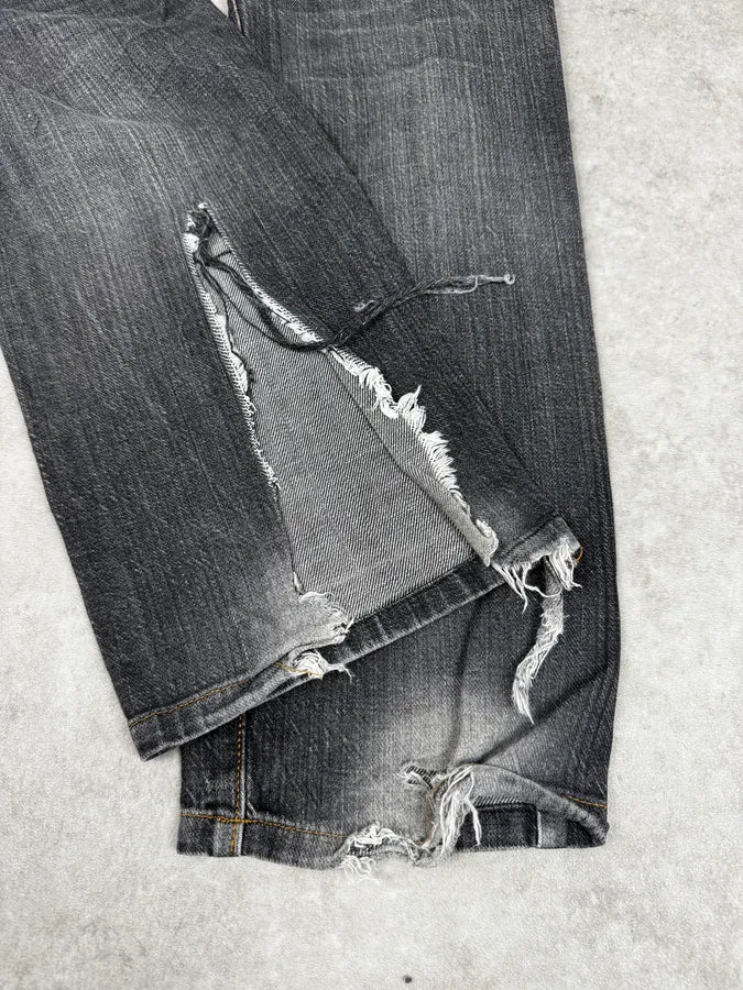 2000s Cavalli Grey Distressed Bootcut Jeans giFxPHG 7