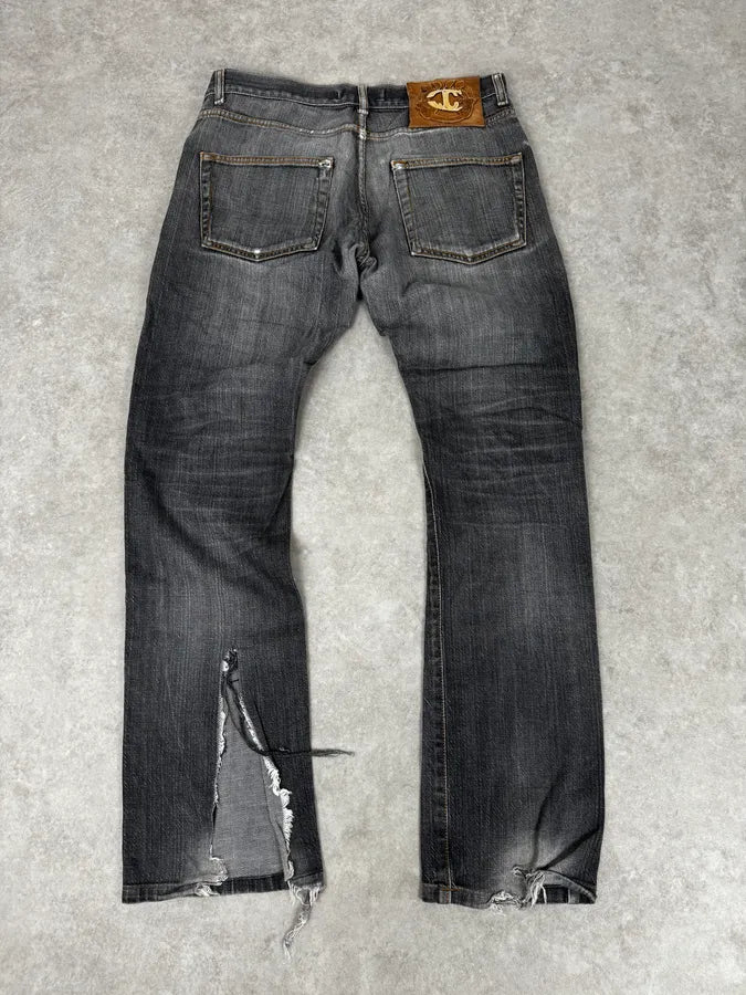 2000s Cavalli Grey Distressed Bootcut Jeans giFxPHG 4