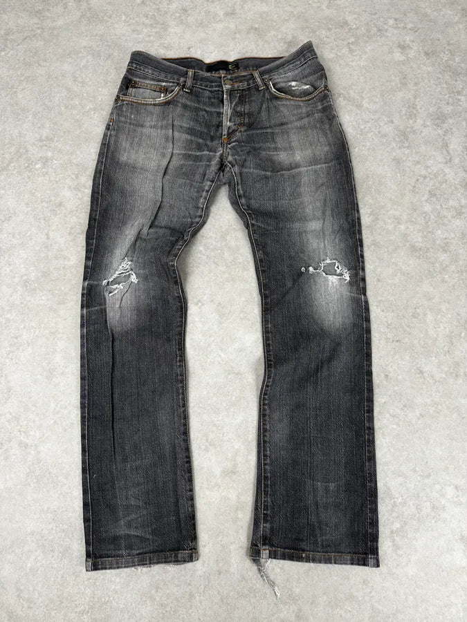 2000s Cavalli Grey Distressed Bootcut Jeans giFxPHG 0