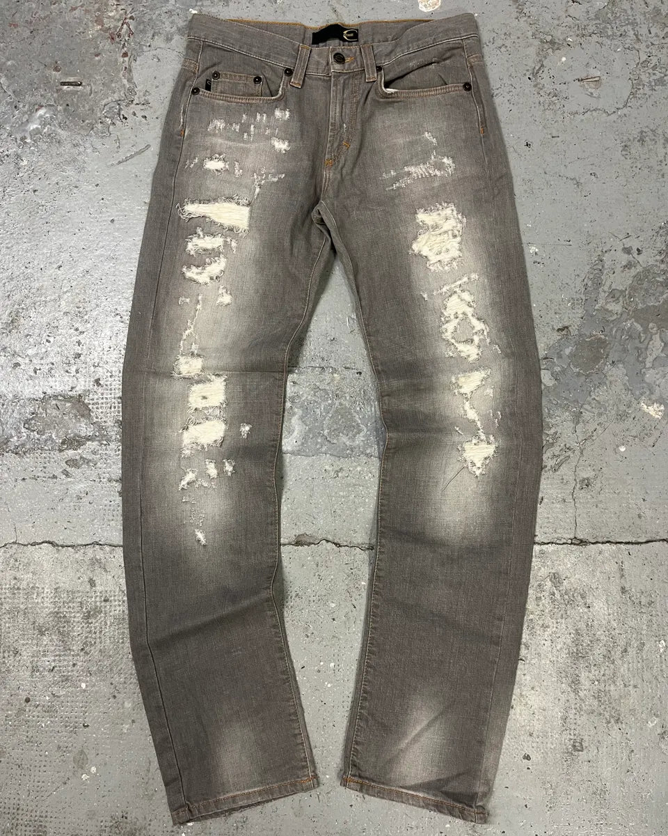 2000s Cavalli Grey Distressed Denim Jeans (M) oWKYVkU 1