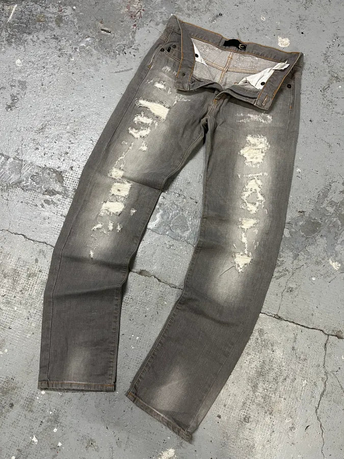 2000s Cavalli Grey Distressed Denim Jeans (M) oWKYVkU 4