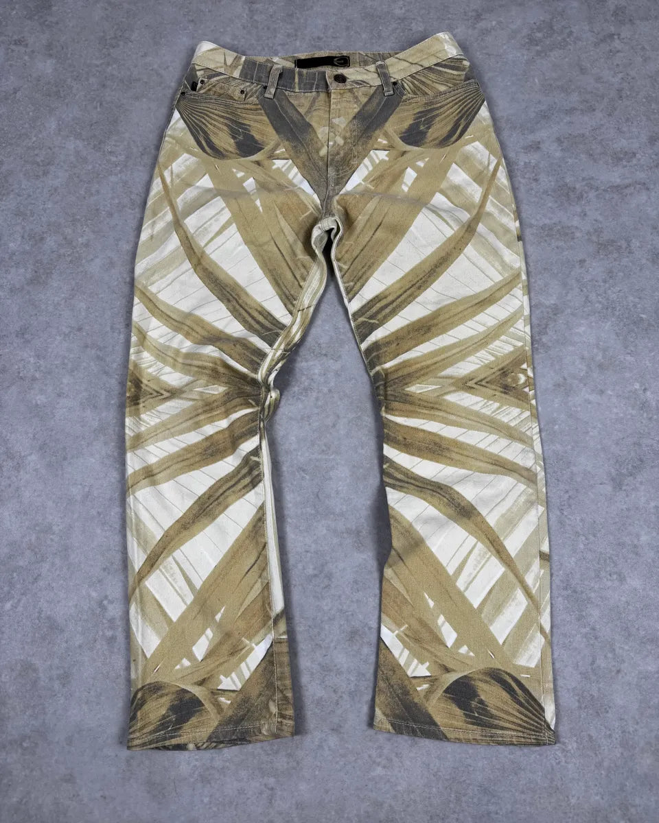 2000s Cavalli Green Savage Jungle Leafs Pants lZIZUJa 0