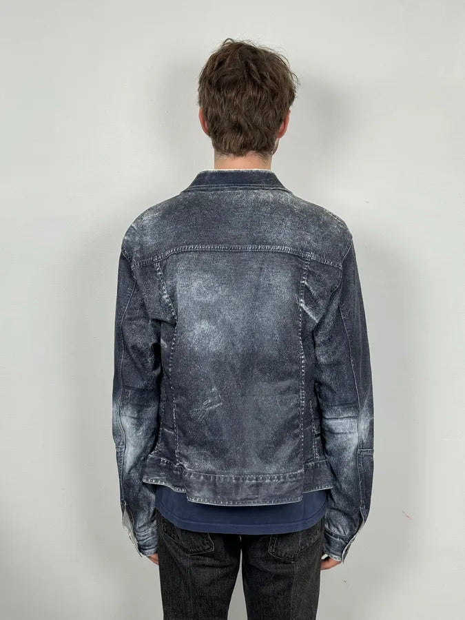 2000s Cavalli Grey Eroded Denim Jacket svIrwgv 2
