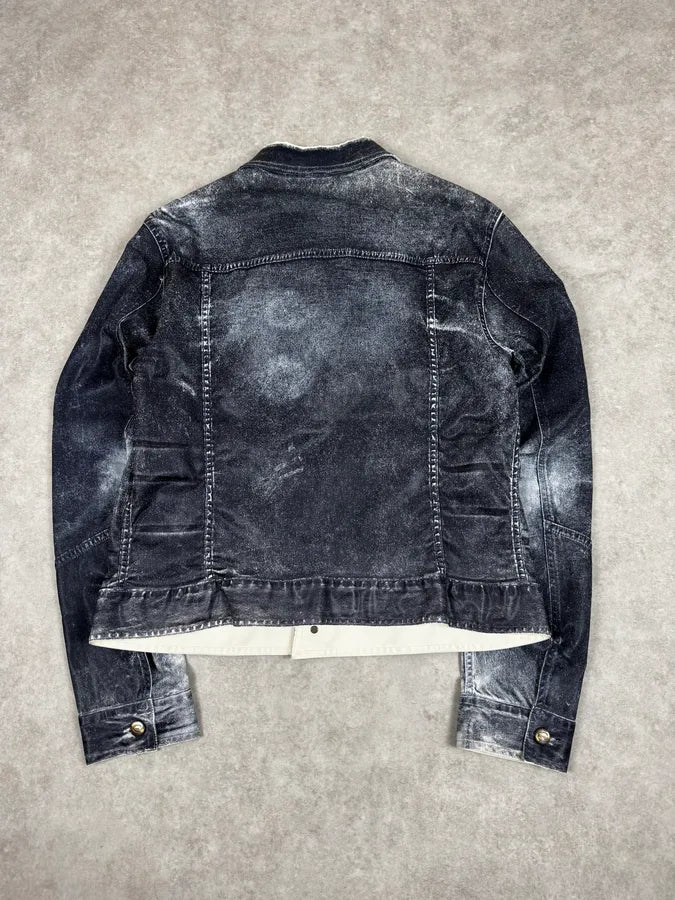 2000s Cavalli Grey Eroded Denim Jacket svIrwgv 3