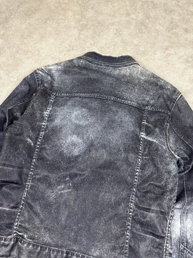 2000s Cavalli Grey Eroded Denim Jacket svIrwgv 5