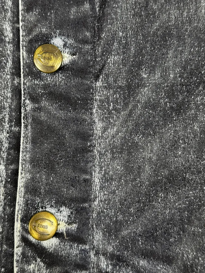 2000s Cavalli Grey Eroded Denim Jacket svIrwgv 7