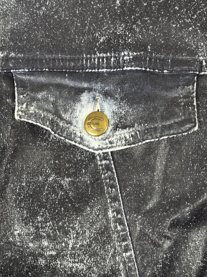 2000s Cavalli Grey Eroded Denim Jacket svIrwgv 8