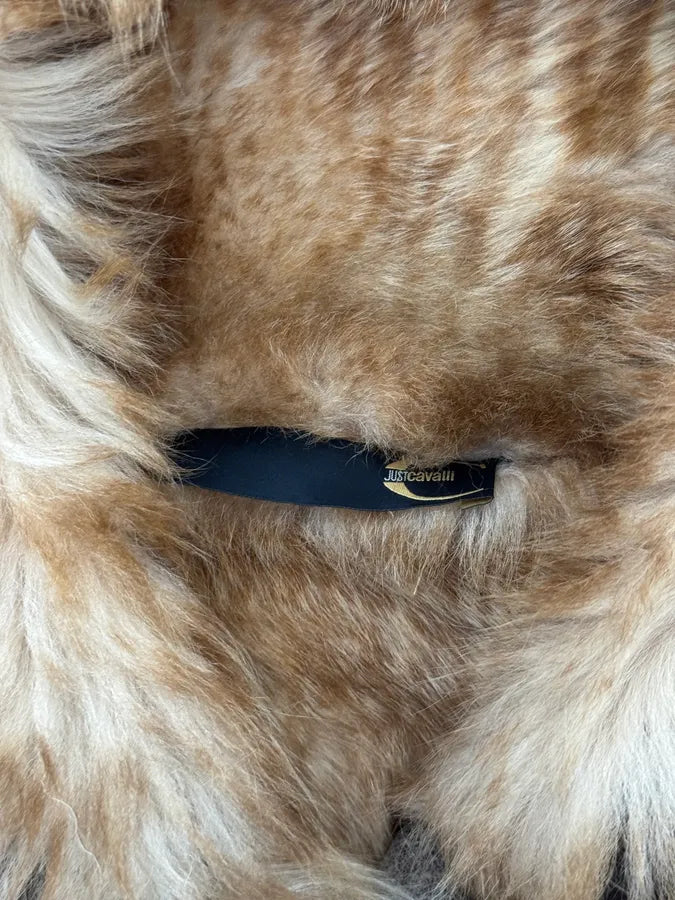 2000s Cavalli Grey Eroded Fur Leather Long Coat AXWWwba 11