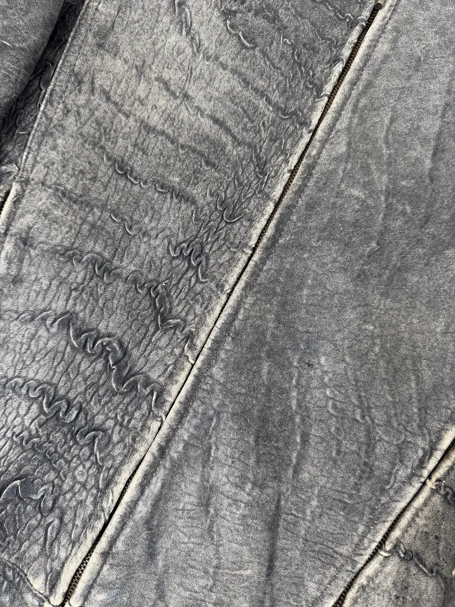 2000s Cavalli Grey Eroded Grained Scars Leather Jacket TxnwLWe 8