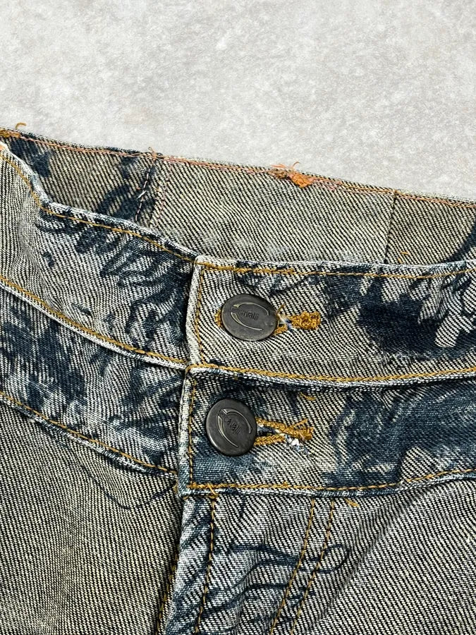 2000s Cavalli Grey Floral Denim Jeans aCThbAU 8