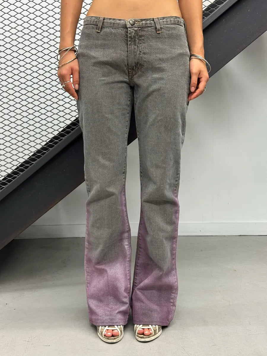 2000s Cavalli Grey Gradient Purple Denim Jeans EmIOOwc 0